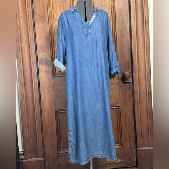 CHICO’S SHIRTDRESS WITH ROLL-UP SLEEVES AND POCKETS ON BOTH SIDES! PERFECT L - Picture 2 of 13